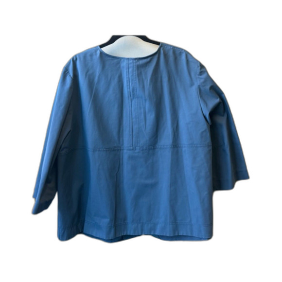 Lafayette 148 NY Collarless Zip Jacket Majolica Blue 3X NWT $598 Stretch Cotton - Picture 7 of 11